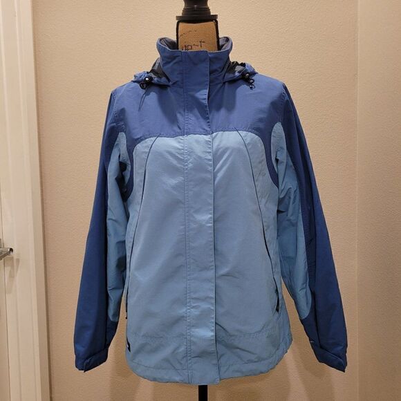 Lands End Women's Two Tone Hooded Rain Jacket Size S (6-8) - Picture 1 of 12
